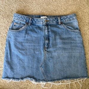 Topshop Denim Frayed/Fringe Skirt Size 12
